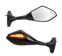 PRETYZOOM Espejos Retrovisores para Motocicleta Modificados con Luz LED Reversibles para Manillar Compatibles con y Diseño Negro Brillante Visibilidad Nocturna Segura