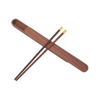 PRETYZOOM Estuche de Madera para Palillos Portátiles Grande de Nogal Negro, Contenedor Reutilizable para Almacenamiento Higiénico, Caja para Cubiertos de Viaje, Soporte para Palillos Largos