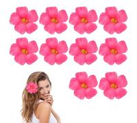 PRETYZOOM Flores Artificiales de Hibisco Rosa Clarito, 3,93x3,93x0,39 Pulgadas, decoración Tropical versátil y sin Mantenimiento para Fiestas, hogar, Oficina y Manualidades