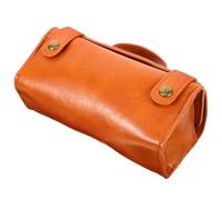 PRETYZOOM Funda de Afeitadora de Cuero PU Grande para Hombre, Neceser Portátil de Viaje, Estuche Multifuncional Marrón Compartimentos Organizadores para Kit de Aseo Personal