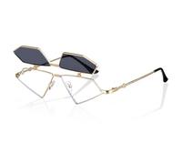 PRETYZOOM Gafas de Sol Forma de Ojo de Gato Estilo Punk Estructura Resistente y Ligera Dorado para Celebracion Verano y Uso Diario