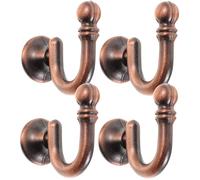 PRETYZOOM Ganchos para Cortinas de Pared Vintage 4 Piezas, Gancho Redondo de Zinc Cobre Rojo, Abrazadera Resistente para Sujetar Cortinas en Dormitorio, Baño y Sala