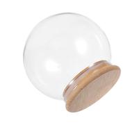 PRETYZOOM Glass Cloche Display Dome with Wood Base Dustproof Transparent Globe with Globe Element For DIY Figurines Preserved Flowers and Home Decoration