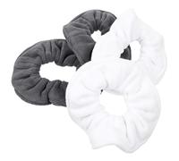 PRETYZOOM Gomas Pelo de Microfibra Súper 4 Piezas, Coleteros Elásticos Absorbentes en Blanco y Gris, Cuerda Cabello Cómoda y Práctica para Mujer y Niña