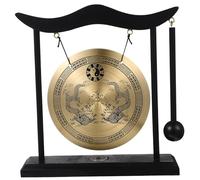 PRETYZOOM Gong De Escritorio Fengshui De Latón con Soporte Y Gong Colgante Chino Campana De Escritorio De Campana De Gong Asiática Tradicional para Decoración De La Oficina