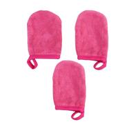 PRETYZOOM Guantes de Limpieza Facial Gruesos 3 Piezas Rosa Fucsia, Guantes Desmaquilladores Lavables y Reutilizables para Eliminar Maquillaje y Polvo Cosmético, Almohadillas de Limpieza