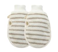 PRETYZOOM Guantes Exfoliantes de Lino 2 Piezas para Baño Guante Exfoliante Profundo para Eliminar Piel Muerta Tamaño Compacto Doble Cara Uso Doméstico y Viaje Cuidado Corporal