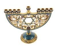 PRETYZOOM Hanukkah Menorah Candelabro 9 Ramas Hanukkah Menorah Árbol De La Vida Vintage Judío Menorah Jerusalén Candelabro Soporte De Escritorio Adorno para Fiesta Judía Decoración Central