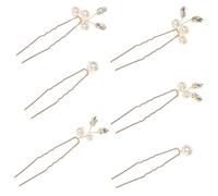 PRETYZOOM Horquillas para Novia 6 Unidades Perlas en Forma de Ojo de Caballo Doradas Tocado de Boda Elegante para Peinado Nupcial Pinzas Antideslizantes para Cabello en Eventos Formales