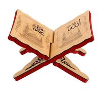 PRETYZOOM Islam Eid - Estantería de madera para libros de oración de Eid Mubarak, soporte para libros de la Biblia Sagrada del Corán, estante de lectura de Ramadán para Mubarak Musulmán Fiesta Ornamento 20 x 14 cm