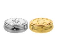 PRETYZOOM Joyero Católico Metálico para Rosarios, Set de 2 Cajas Decorativas en Blanco y Dorado, Estuche para Guardar Recuerdos de Comunión y Baratijas Religiosas