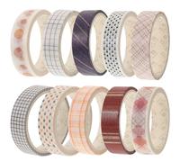 PRETYZOOM Juego de 10 Rollos de Cinta Washi Fina para Manualidades, Adhesiva sin Residuo, Fácil de Rasgar a Mano, Adecuado para Diario y Álbum de Recortes