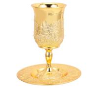 PRETYZOOM Juego de Copa Kiddush de Metal Dorado con Platillo Copa Sagrada para Vino de Shabat y Pascua Vintage para Ceremonias Judaicas Delicada y Resistente