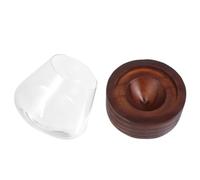 PRETYZOOM Juego de Vaso de Whisky Resistente al Frío y Calor Diseño Redondeado de Vidrio Posavasos de Madera Set de 1 Adecuado para Restaurantes y Ktv