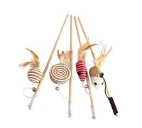 PRETYZOOM Juguetes Interactivos para Gatos Varios Estilos Forma de Ratón, 4 Piezas de Madera y Plumas, Adecuado para Jugar y Regalar a Compañeros Gatitos Varios Estilos
