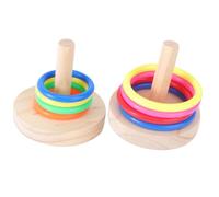 PRETYZOOM Juguetes para Loros de Entrenamiento E Intelectuales, Set de 2 Juegos Aros para Lanzar, Madera Natural, Tamaños S y L, Juguetes Interactivos y Educativos para Color Aleatorio