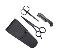 PRETYZOOM Kit de Cuidado Facial para Hombres con Tijeras para Bigote y Peine Cómodo de Pu y Metal, Incluye Bolsa de Almacenamiento Negro para Uso en Viajes