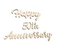 PRETYZOOM Letrero de Madera para Aniversario de Boda Placa de Letras Recortadas Decoración Personalizada para Fiesta de Aniversario Adorno de Pared Rústico Regalo