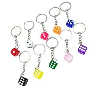PRETYZOOM Llavero Colgante de Dados 10 Piezas Multicolor en Resina Sólida, Diseño Tridimensional Mini, Accesorio Portátil para Bolso y Decoración, Llavero Creativo para Uso Diario