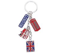 PRETYZOOM Llavero de bandera del Reino Unido con bandera de autobús de Londres Caja de teléfono con dijes de metal Llavero de recuerdo Llavero de Union Jack Llaveros de coche Llavero Bolsa de