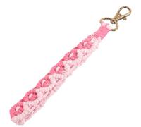 PRETYZOOM Llavero de Pulsera de Macramé, Cordón Muñeca, Rosa, Algodón y Metal, Ligero, para Llaves de Coche y Anilla, Decoración para Bolsos y Ropa, Uso Diario