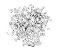 PRETYZOOM Manguitos de Bucle de Aleación de Aluminio Doble Agujero 3 Mm, 200 Piezas, Manguito Plano Ovalado para Cable Alambre, Accesorios Industriales para Manejo de Materiales y Pesca