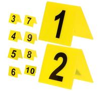 PRETYZOOM Marcadores Numéricos Acrílicos Multifunción Doble Cara Color Amarillo Números Negros Tamaño 55X63 CM 10 Unidades para Señalización en Restaurantes Bodas y Eventos