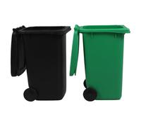 PRETYZOOM Mini Papelera y Portalápices de Plástico Negro y Verde, 2 Piezas Tapa Abatible para Oficina y Escritorio, Organizador Compacto para Bolígrafos y Maquillaje