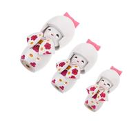PRETYZOOM Muñecas Kokeshi Japonesas 3 Piezas, Figuras Tradicionales de Madera con Kimono en Tonos Claros y Detalles de Flores, Decoración Auténtica para Hogar y Oficina, Estatuas