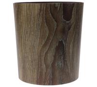 PRETYZOOM Papelera de Basura Redonda Diseño Vintage Imitación Madera, Capacidad 8l, Cubo de Basura para Baño, Cocina y Salón, Material Fácil de Limpiar, Ahorro de Espacio para Hogar