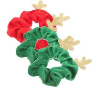 PRETYZOOM Paquete de 3 Coleteros Elásticos Navideños de Franela Diseño de Alce Suaves y Resistentes Accesorios Cabello para Niñas y Mujeres Ideales para Fiestas y Uso Color Aleatorio