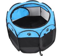 PRETYZOOM Parque Portátil para Perros Pequeños Tipo Tienda de Campaña, Corral Plegable Octogonal Azul, Tela Oxford Resistente para Interiores y Exteriores, Jaula para Cachorros y Gatos