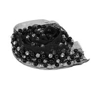 PRETYZOOM Pasamanería de Encaje Perlas y Gemas de Imitación en Malla Negra de 1 Yarda, para Complementos de Costura y Accesorios para Mujer