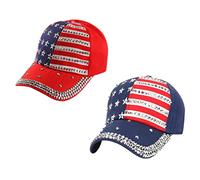PRETYZOOM Patriótico 2 PCS Baseball Cap USA American Flag Baseball Baseball Caplet Rivet Studded Independ Day Hat 4 de Julio Memorial Veteran Day Day Béisbol Unisex