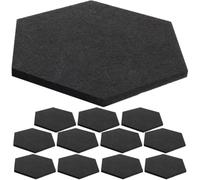 PRETYZOOM Pegatinas Decorativas de Pared Hexagonales de Fieltro Autoadhesivas 12 Piezas Tamaño Mediano (37 Cm Negro) Paneles Acústicos Absorbentes para Estudio, Oficina y Sala de Juegos