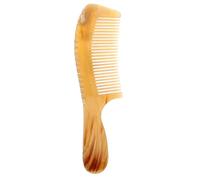 PRETYZOOM Peine de Cuerno de Vaca Doble Cara Mango Redondo de 18 Cm, Masaje y Tamaño Portátil para Cuidado Diario del Cabello y Barba en Viajes