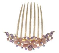 PRETYZOOM Peine para Novia con Flor de Strass y Piedra Ojo de Gato Peine Lateral para Cabello Grueso Accesorio Nupcial Elegante para Bodas y Fiestas