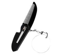 PRETYZOOM Peine Plegable para Barba y Bigote Dientes Finos, Espejo Ovalado, Tamaño Pequeño, Portátil y Ligero, Llavero Práctico para Hombres, Adecuado para Cuidado Personal y Viaje