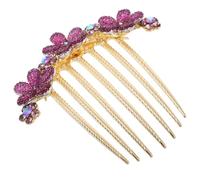 PRETYZOOM Peineta Lateral Morada Gemas de Imitación, Diseño Elegante y Ligera de Aleación, Accesorio Cabello Adecuado para Bodas y Viajes