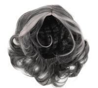 PRETYZOOM Peluca Corta Rizada para Mujer Mayor, Color Negro Gris, Peluca Sintética de Cobertura Total, Ajustable y Cómoda para Disfraces, Cosplay y Uso Diario, Peinados Ondulados Naturales