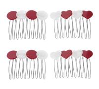PRETYZOOM Pinzas Cabello en Forma de Corazón y Círculo 4 Piezas de Acetato Rojo y Blanco Clips Mini para Adolescentes y Niñas Accesorios para Peinados Diarios y Fiestas