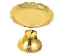 PRETYZOOM Plato De Ofrenda De Loto 7 Pulgadas, Bandeja Elevada De Plástico Color Arena Dorada, Recipiente para Culto Budista, Uso Doméstico y Ceremonias Religiosas, Soporte para Frutas y Tributos