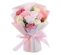PRETYZOOM Ramo de Flores de Jabón Artificial Clavel y Rosas 1 Paquete Decoración para Hogar Cumpleaños Día Madre San Valentín Aniversario (Rosa)