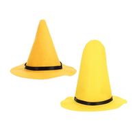 PRETYZOOM Sombreros de Bruja de Fieltro Amarillo Grueso 2 Piezas Sombrero de Mago de Cono Grande para Cosplay Fiesta y Halloween Accesorios de Disfraz para Mujer Ala Ancha Reutilizable