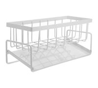 PRETYZOOM Soporte para Esponjas de Fregadero Blanco Organizador Multiusos para Paños de Cocina Escurridor Integrado Almacenamiento Funcional para Esponjas y Accesorios de Limpieza