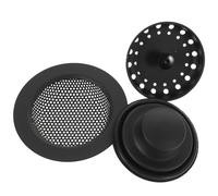 PRETYZOOM Tapón y Colador Negro para Fregadero de Cocina de Acero Inoxidable, Filtro para Drenaje Rápido y Prevención de Obstrucciones, Set de 3 Piezas para Cocina
