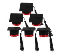 PRETYZOOM Tapones para Botellas Mini Birrete De Graduación Rojo, 6 Piezas, Decoración De Vino Silicona Flexible, para Fiestas De Graduación y Celebraciones