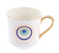 PRETYZOOM Taza de Cerámica Blanca para Café y Té Diseño Ojo Turco Pintado a Mano Capacidad Media Adecuado para Hogar Oficina y Restaurante Taza para Beber Bebidas Calientes