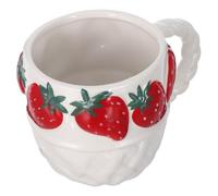 PRETYZOOM Taza de Fresa de Cerámica, Taza de Café Creativa Forma Irregular Hecha a Mano, Asa Cómoda, para Oficina y Fiestas Temáticas de Frutas
