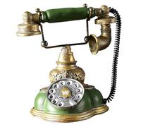 PRETYZOOM Teléfono Fijo Retro De Resina Verde, Modelo Clásico Europeo De Disco Giratorio, Estatua Decorativa Para Hogar y Oficina, Adorno Vintage Para Sala y Vinoteca